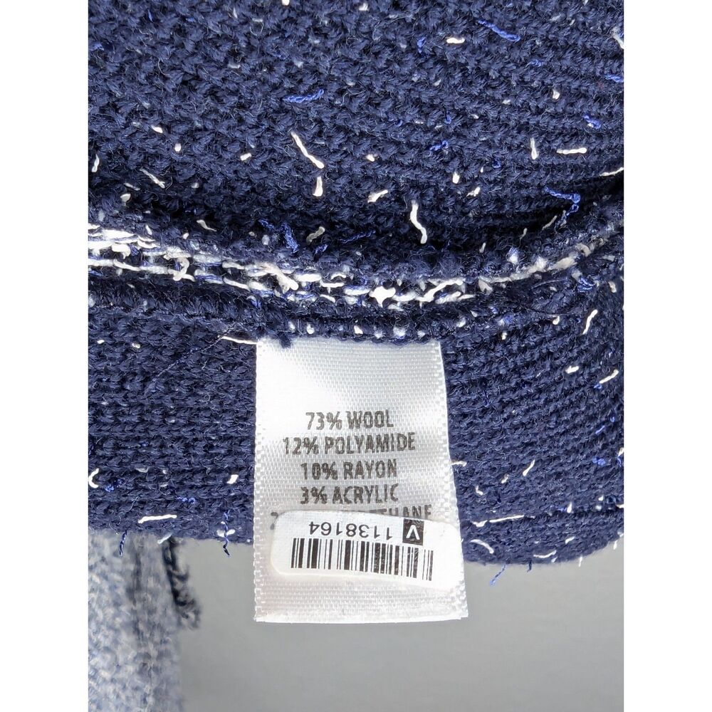 St. John Open Front Cardigan Jacket Approx Sz Small Navy White Tweed Wool READ - Picture 6 of 8
